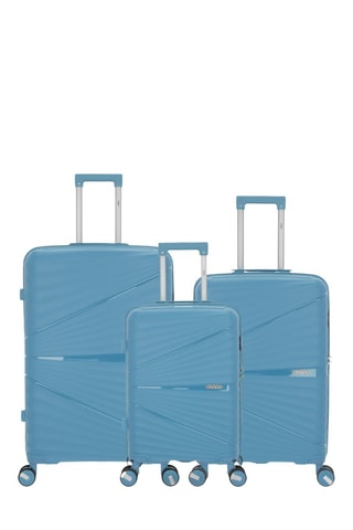 Juego de 3 maletas Vela (S/M/L)  -  55/65/75 cm - Azul y plateado