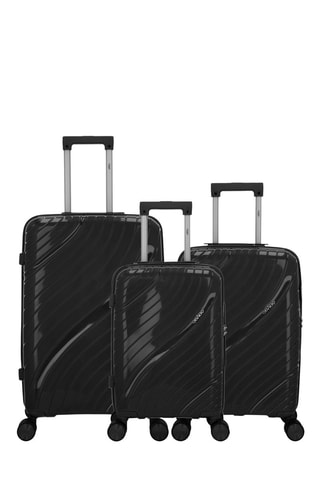 Juego de 3 maletas Lyra (XS/S/M)  -  51/55/65 cm - Negro y plateado