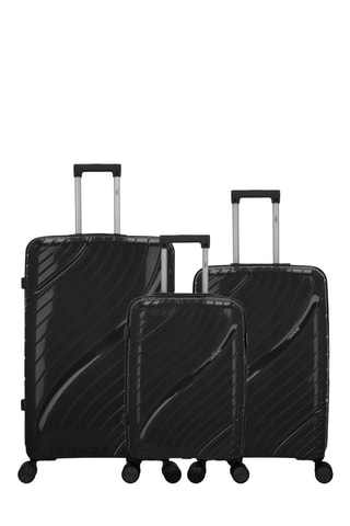Juego de 3 maletas Lyra (S/M/L)  -  55/65/75 cm - Negro y plateado