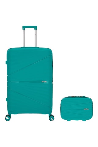 Maleta grande y vanity Vela (L/W)  -  75/35 cm - Verde y plateado