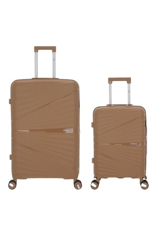 Valise cabine et Valise grand volume Vela (S/L)  -  55/75 cm - Marron et argenté