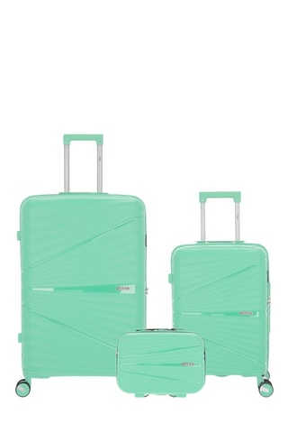 Juego de 2 maletas y vanity Vela (S/L/W)  -  55/75/35 cm - Verde y plateado