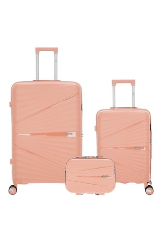 Juego de 2 maletas y vanity Vela (S/L/W)  -  55/75/35 cm - Rosa y plateado