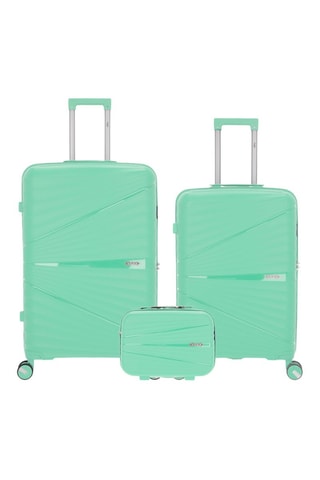 Juego de 2 maletas y vanity Vela (M/L/W)  -  65/75/35 cm - Negro, verde y plateado