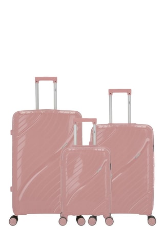 Juego de 3 maletas Lyra (XS/M/L)  -  51/65/75 cm - Rosa y plateado