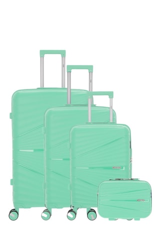 Juego de 3 maletas y vanity Vela-C (S/M/L/W)  -  55/65/75/35 cm - Verde