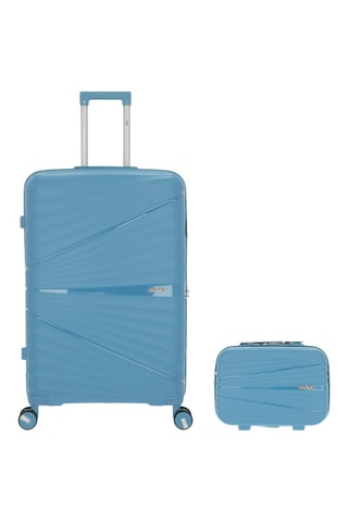 Maleta grande y vanity Vela (L/W)  -  75/35 cm - Azul y plateado