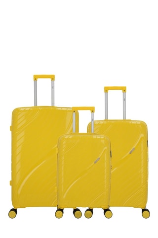Juego de 3 maletas Lyra (S/M/L)  -  55/65/75 cm - Amarillo y plateado
