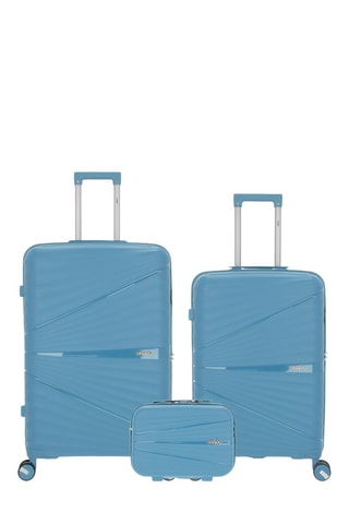 Juego de 2 maletas y vanity Vela (M/L/W)  -  65/75/35 cm - Negro, azul y plateado