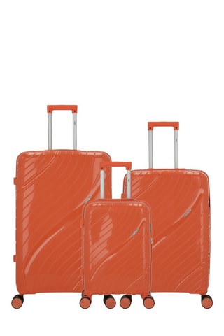 Juego de 3 maletas Lyra (XS/M/L)  -  51/65/75 cm - Naranja y plateado