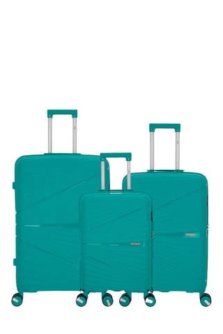Juego de 3 maletas Vela (S/M/L)  -  55/65/75 cm - Verde y plateado