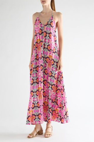 Lange mouwloze jurk - Roze