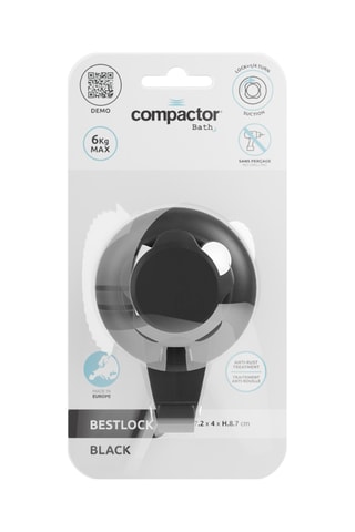 Gancho com ventosa Bestlock - 7,1 x 4 x 7  cm - Preto