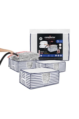 Caixas de arrumação compressão semi-rígidas Marinière - 3 peças - 65 x 45 x 27 cm - 210 l