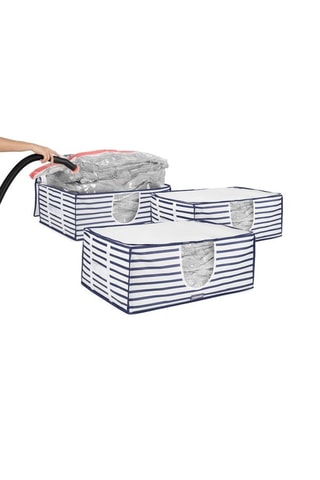 Caixas de arrumação compressão semi-rígidas Marinière - 3 peças - 65 x 45 x 27 cm - 210 l