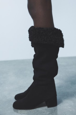 Bottes fourrées en cuir - Noir