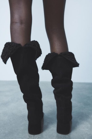 Bottes fourrées en cuir - Noir