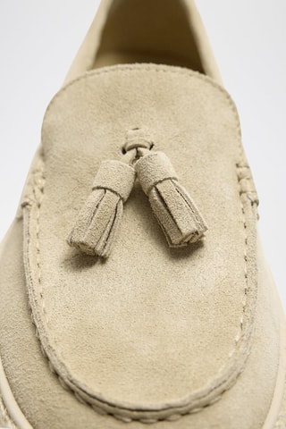Mocassins en nubuck - Ecru