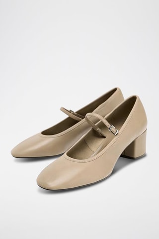 Babies à talons en cuir - Ecru