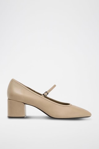 Babies à talons en cuir - Ecru