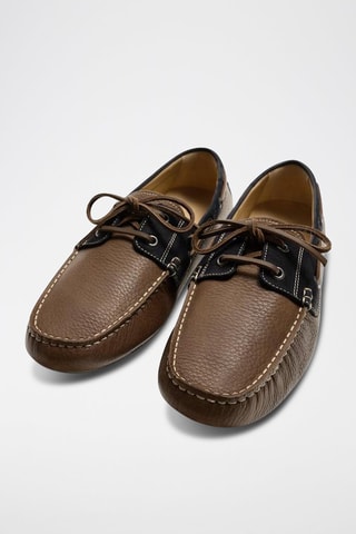 Chaussures bateau en cuir - Marron