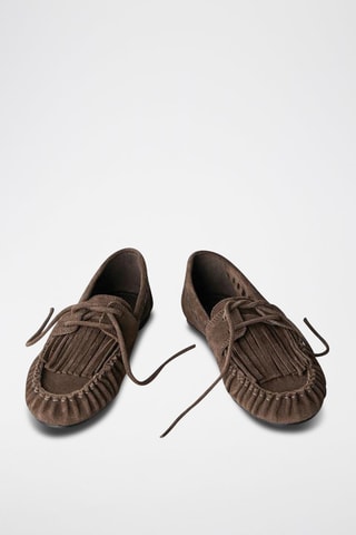 Chaussures bateau en nubuck - Marron