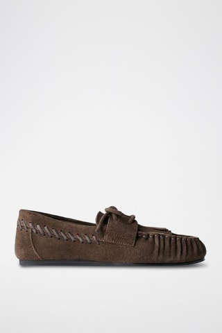 Chaussures bateau en nubuck - Marron
