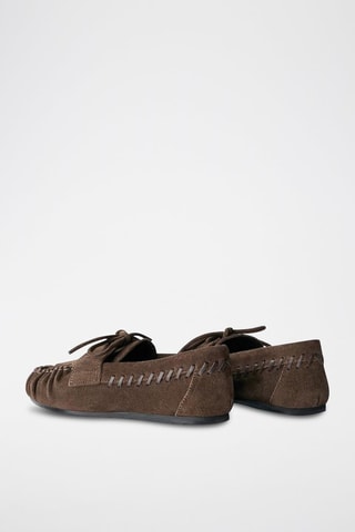 Chaussures bateau en nubuck - Marron