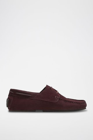 Chaussures bateau en nubuck - Bordeaux