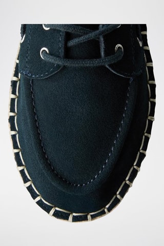 Chaussures bateau en nubuck - Bleu marine