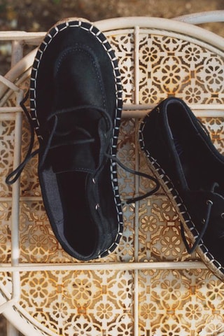 Chaussures bateau en nubuck - Bleu marine
