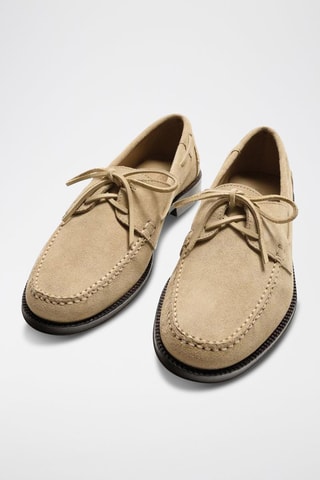 Chaussures bateau en nubuck - Beige