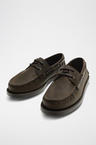 Chaussures bateau en cuir - Marron foncé