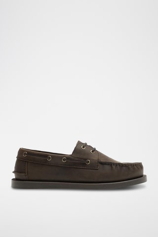 Chaussures bateau en cuir - Marron foncé