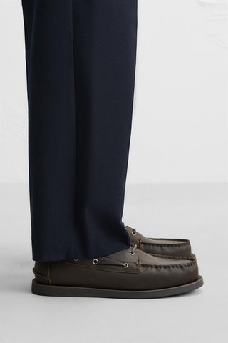 Chaussures bateau en cuir - Marron foncé