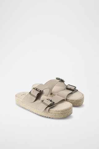 Mules plateformes en cuir - Beige
