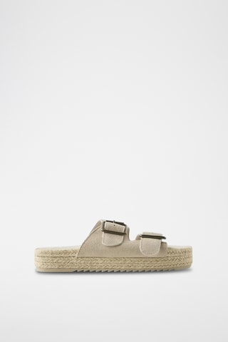 Mules plateformes en cuir - Beige