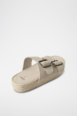 Mules plateformes en cuir - Beige
