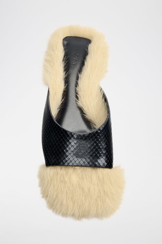 Mules fourrées en cuir - Noir