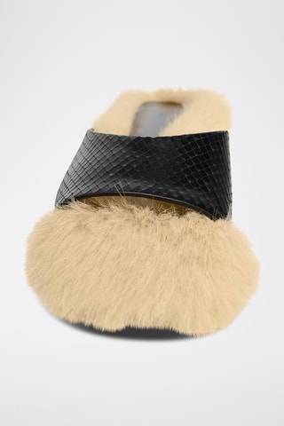 Mules fourrées en cuir - Noir