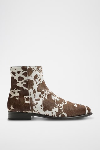 Boots en cuir de poulain - Blanc et marron foncé