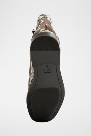 Boots en cuir de poulain - Blanc et marron foncé