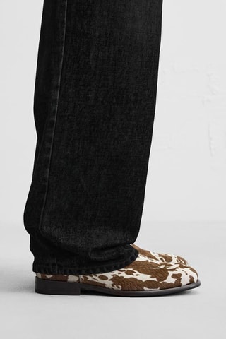 Boots en cuir de poulain - Blanc et marron foncé