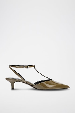 Salomés à talons vernis - Vert olive