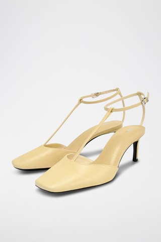 Salomés à talons en cuir - Ivoire