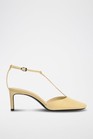 Salomés à talons en cuir - Ivoire