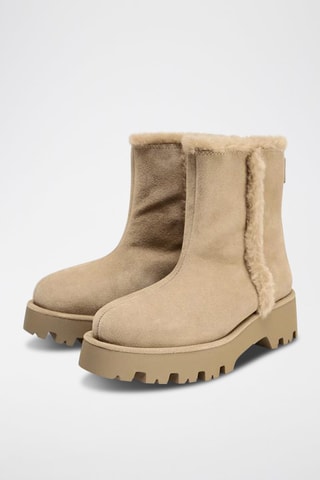 Bottines fourrées en nubuck - Camel