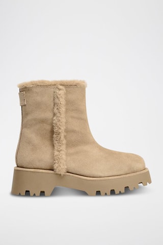 Bottines fourrées en nubuck - Camel