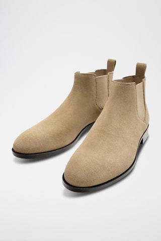 Bottines Chelsea en nubuck - Beige clair