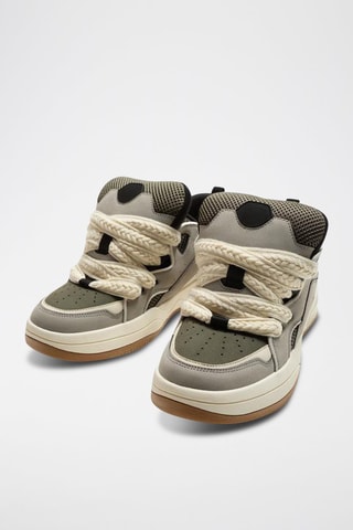 Baskets montantes - Gris clair et blanc